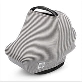 Parker Baby Co car seat cover in pewter snow stripes protects from wind and germs