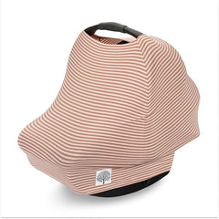Parker Baby Co. Rosewood Stripe car seat cover protects baby on the go.