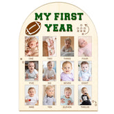 Partico My First Year Photo Board front view, with 2x3 inch photo slots for monthly milestones.