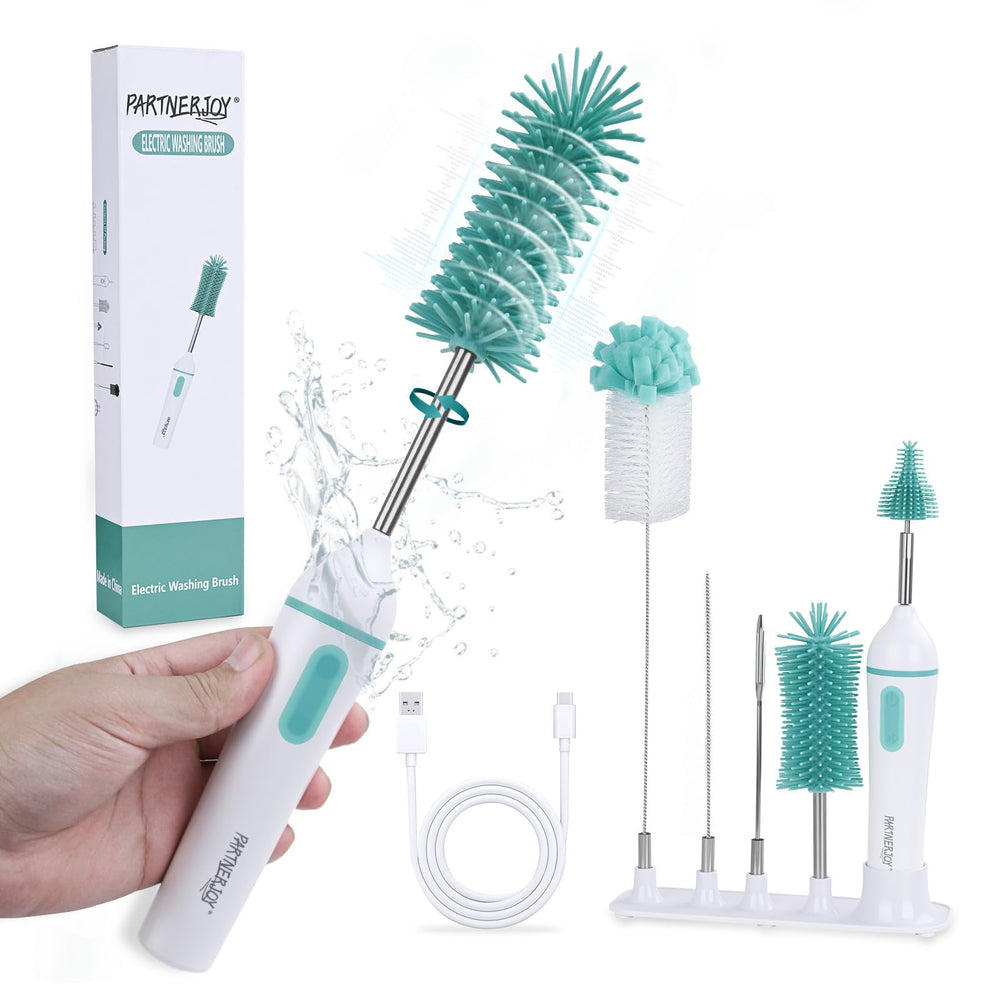 PARTNERJOY bottle cleaner 360 rotation for thorough bottle cleaning.