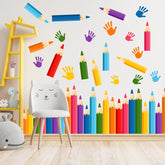 PartyGarden colorful pencils wall decals brighten a classroom and are easy to reposition.