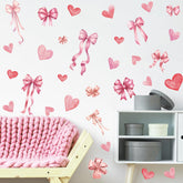 PartyGarden pink bow wall decals set with 82 pieces brightening a girl's room