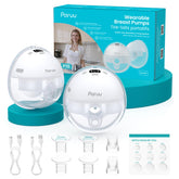Paruu P16 wearable breast pump in front view showing discreet, hands-free design for busy days