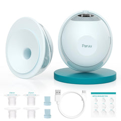 Paruu P20 wearable breast pump in side view for hands-free use