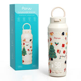 Paruu portable bottle warmer front view in beige, compact travel design.