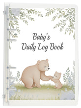 Parxara Baby Daily Log Book cover in bear blue, durable and travel-ready for new parents