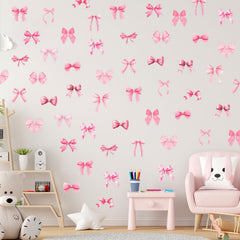 Pasonly pink watercolor bow wall sticker; adds soft nursery decor.