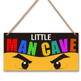Patcate Little Man Cave sign in natural wood measuring 6x12 inches, ready to hang.