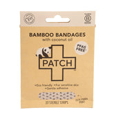PATCH bamboo bandages with panda print provide gentle protection for kids' sensitive skin.