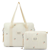 Paterr quilted diaper bag tote with tulip design, stylish storage solution.