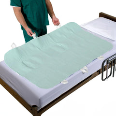 Patient Aid 34x72 bed pad with four handles for easy repositioning in care settings.