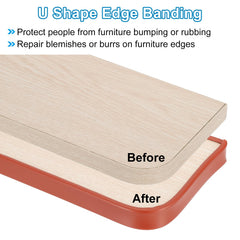 PATIKIL table edge protection band applied to a wooden table edge for a smooth finish.