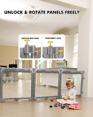 Patywaga 3-panel foldable gate assembly shows flexible setup for irregular spaces