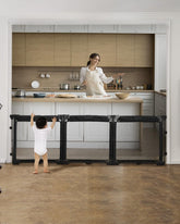 Patywaga extra wide gate with mesh for wide hallways and safe toddlers.