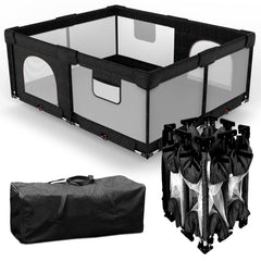 PATYWAGA foldable baby playpen with gate offering quick setup for on-the-go families