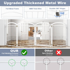 Paulmele dog gate panel assembly highlights 360-degree hinges for flexible layouts.
