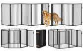 Paulmele metal freestanding dog gate with door blocks doorway for easy access