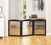 PAWLAND 72-inch extra wide gate in espresso, front view, three-panel design for large spaces