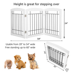 PAWLAND white wooden gate with non-slip feet protects floors.