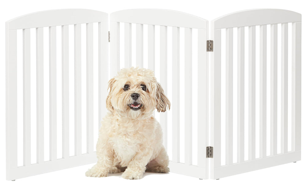 PAWLAND wooden dog gate in a 3-panel fold for open living spaces