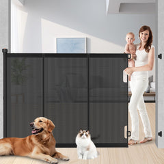 Pawtners 51-inch extra tall gate protecting doorway for jumpers.