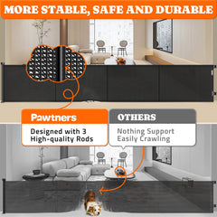 Pawtners pet gate for indoors and outdoors suitable for stairs and doorways.