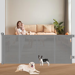 Pawtners Upgrade 71-inch gate extend shows a wide opening for easy pet and baby passage.