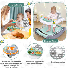 Pawtong bouncer and seating with engaging toys for sensory exploration.