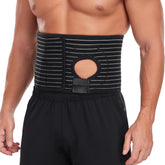 PAZ WEAN ostomy belt with stoma opening showing adjustable fit for secure daily wear.