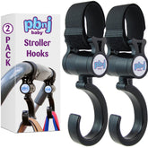 PBnJ Baby stroller hooks with universal fit securely hold bags.