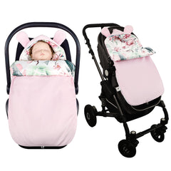 Pea Pod Camellia stroller footmuff showing full-body warmth for cold walks