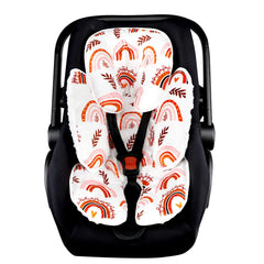 Pea Pod Rainbow Head Support in full-body mode offers cozy support on car seats.