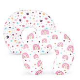 Pea Pod rainbow nursing pillow cover fits a Boppy snugly for comfortable feeding.