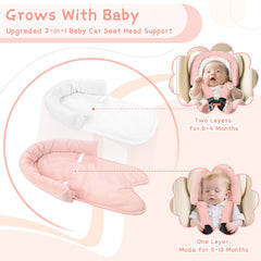 Pea Pod soft head support cushion adds extra comfort for baby’s car ride naps.