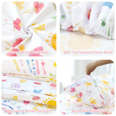 Pea Pod fitted sheet breathable finish keeps little sleepers comfy.