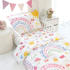 Pea Pod flat sheet 45x60 for easy toddler bed setup.