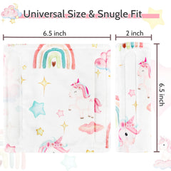 Pea Pod unicorn strap cover shown on stroller belt for easy safety.