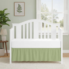 Peace Sleep Bedding luxury crib skirt in sage with 14-inch drop for under-crib storage concealment