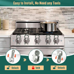 PeachLeaf baby-proof-stove-guard-front-view demonstrates sturdy protection near burners.