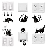 Peacoblue Funky Cats switch decal on a plate adds playful decor.