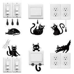 Peacoblue Funky Cats switch decal on a plate adds playful decor.