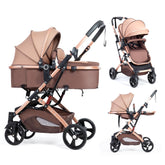 PEARLOVE 2 in 1 stroller for newborns in foldable pushchair setup, easy to store and travel-ready.