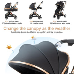 PEARLOVE 2in1 stroller open canopy, sun protection and ventilation