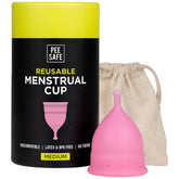 Pee Safe reusable menstrual cup medium in hand for all-day comfort.