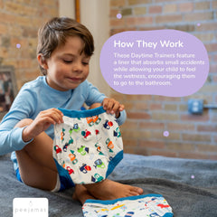 Peejamas Daytime Trainers reusable and machine-washable, easy care for busy families.
