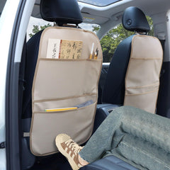 Pefirst kick mat back seat protector beige side view highlights dirt protection