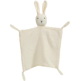 PEIPEIWU organic cotton muslin lovey bunny, soft security blanket for baby comfort.