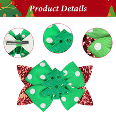 Pejlnd Christmas bows clip pink sequin brightens toddler hairstyles