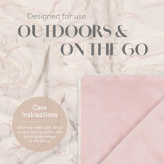 Peluche Lux faux fur baby blanket, oatmeal heather, swaddle scene for naptime.