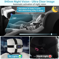 Pemacom split-screen view shows two rear seats at once for twins or pets.